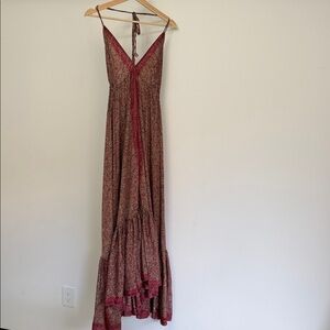 100% Silk Elegant Floral Maxi Dress